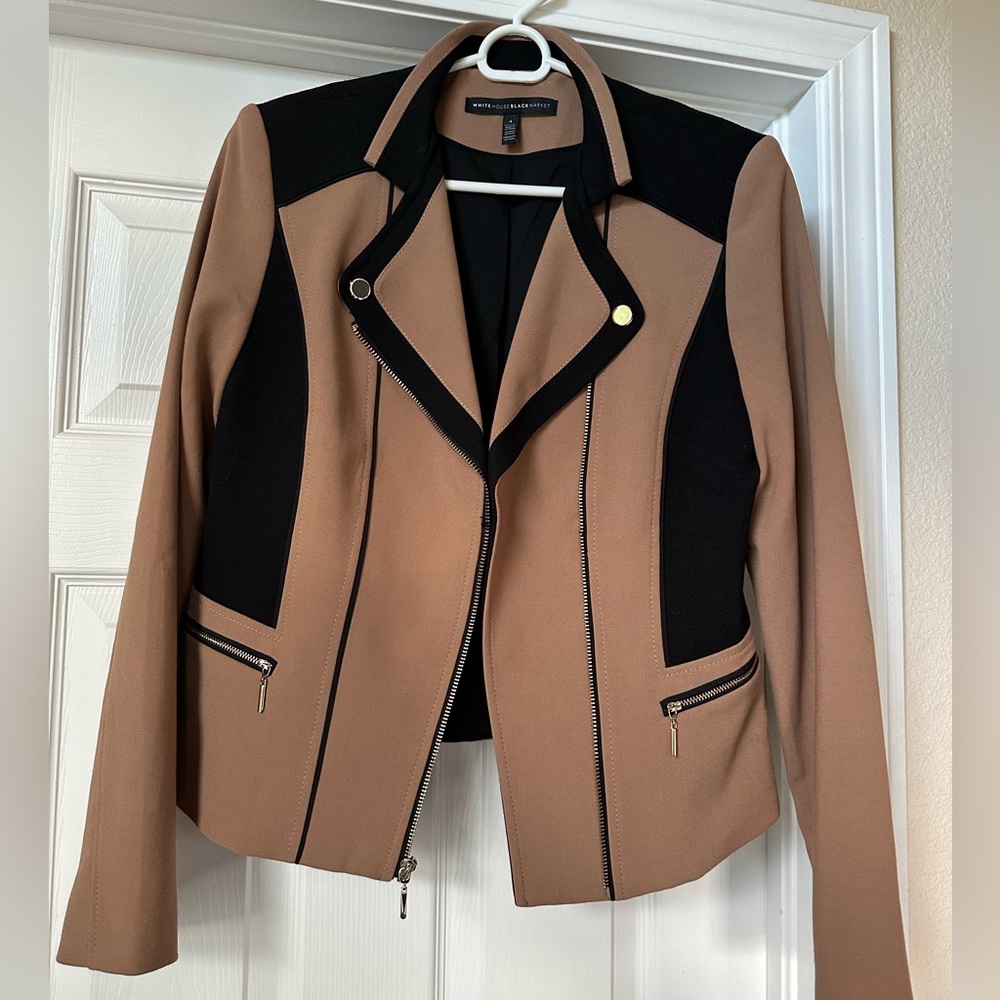 White House Black Market Black & Tan Blazer - Size 4